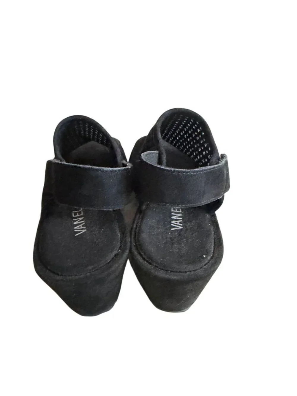 VAN ELI Black Sueded Leather Wedges Sandals Size 6